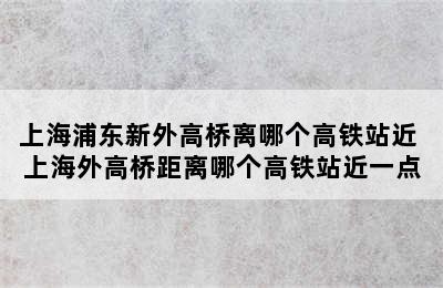 上海浦东新外高桥离哪个高铁站近 上海外高桥距离哪个高铁站近一点